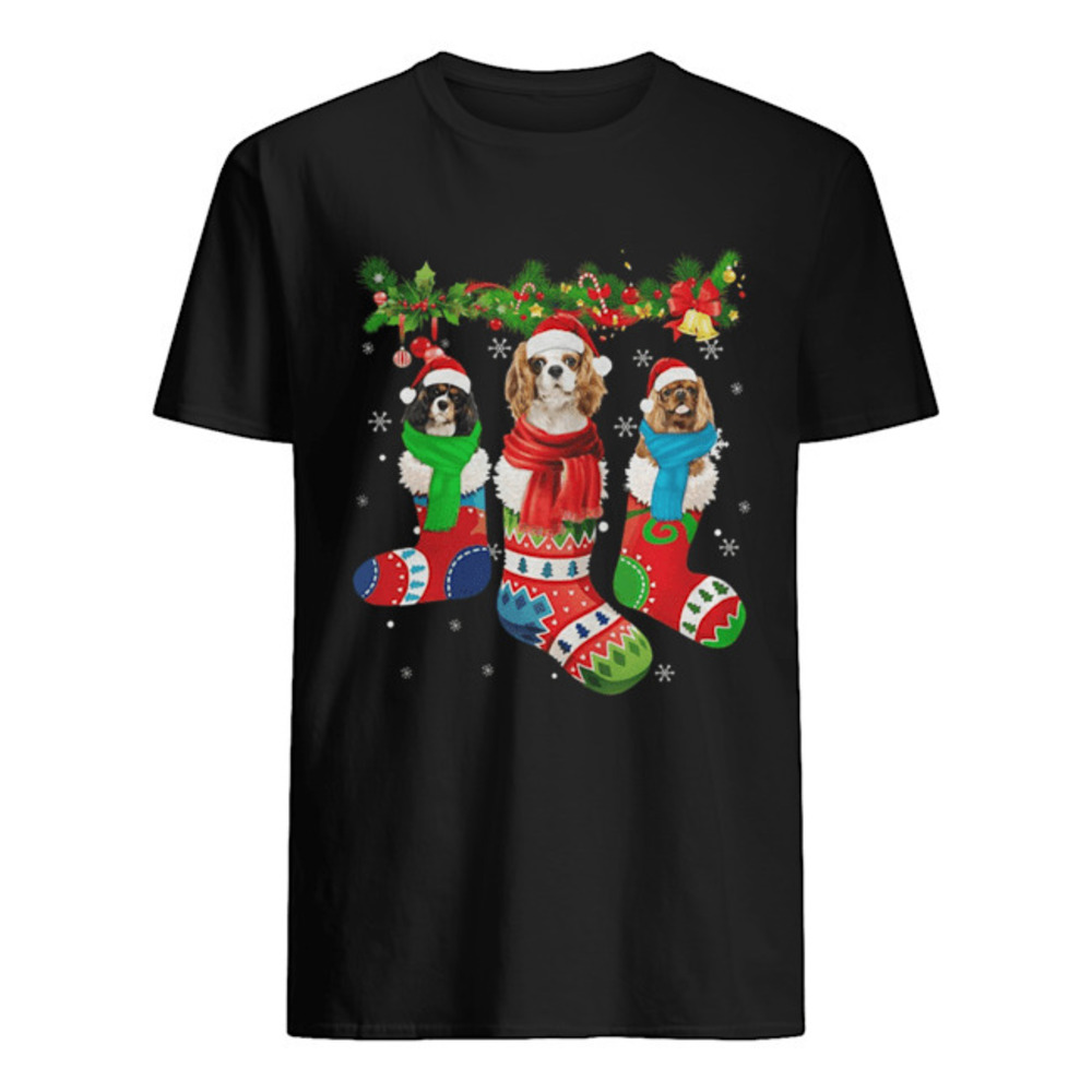Cavalier King Charles Spaniel In Stocking Merry Christmas Shirt